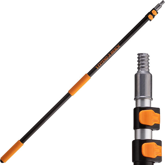 5-12 Ft Long Telescopic Extension Pole // Multi-Purpose Extendable Pole with Universal Twist-On Metal Tip // Lightweight and Sturdy // Best Telescoping Pole for Painting, Dusting and Window Cleaning