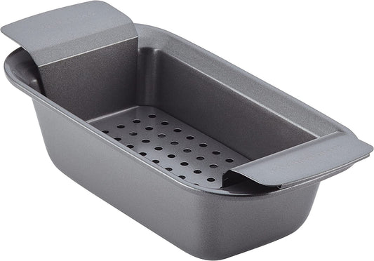 Bakeware Meatloaf/Nonstick Baking Loaf Pan with Insert, 9 Inch X 5 Inch, Gray