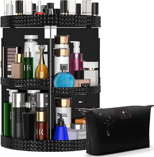 Makeup Organizer 360-Degree Rotating, Adjustable Makeup Storage, 7 Layers Large Capacity Cosmetic Storage Unit, Fits Different Types of Cosmetics and Accessories, plus Size with Makeup Bag