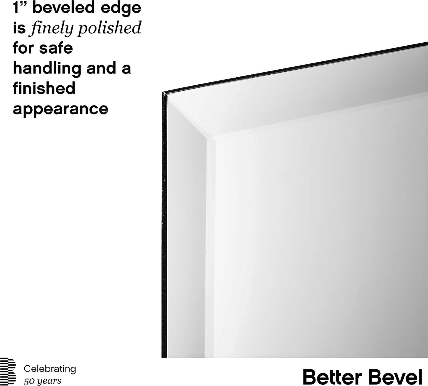 Frameless Rectangle Mirror, 24" X 36" Bathroom Wall Mirror W/Beveled Edge