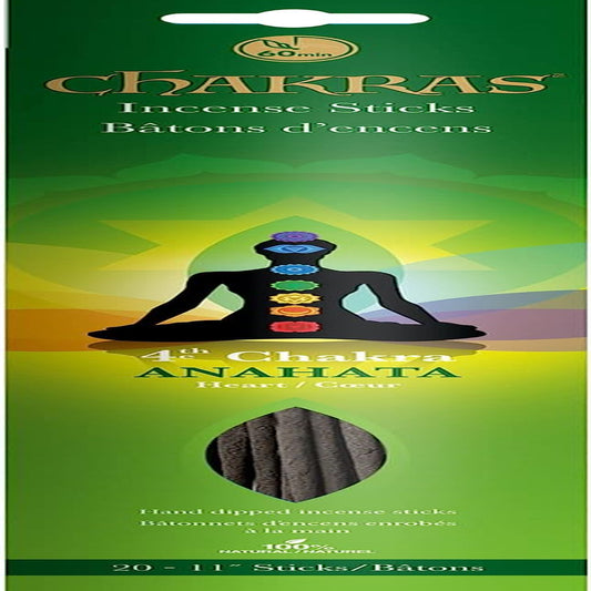 100% Natural Hand Dipped Incense Sticks 4 Anahata - Heart - Love - Primary Aromas Sandalwood & Rose - 11 Inch - 35 Grams - 60 Minutes