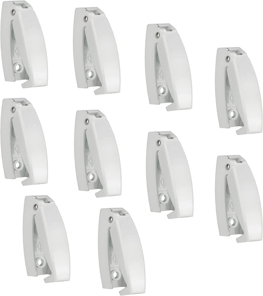RV White Rounded Baggage Door Catch Compartment Clips Latch | Camper Trailer Motor Home (10 Pack)