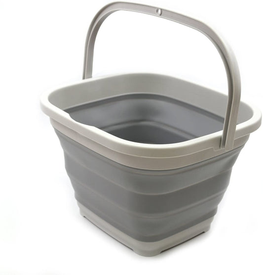 11L (2.9 Gallon) Collapsible Rectangular Handy Bucket/Tub(1, Grey)